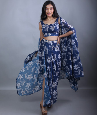 Pavora Top Wrap Skirt Co-ords Set with Shrug
