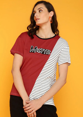 Amzilo Casual Color Block Women Red Top