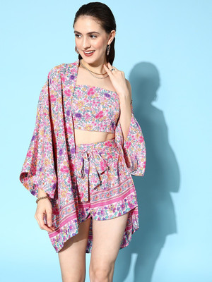 Berrylush Top Regular Shorts Co-ords Set with Shrug