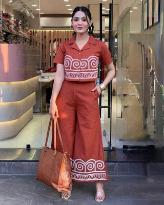 Tropwear Women Crop Top Palazzo Set