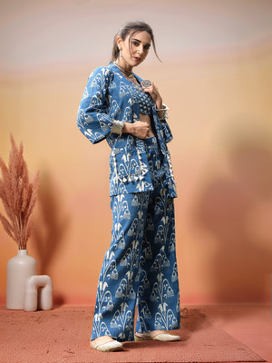 Sangria Shirt Pant Co-ords Set with Coat