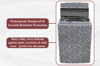The Furnishing Tree Top Loading Washing Machine  Cover(Width: 68.6 cm, Top Loading Washing Machine Cover 9 KG Floral Pattern Dark grey)