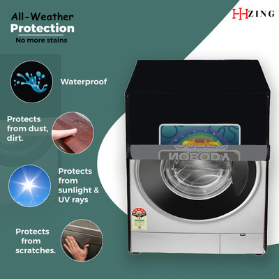 Hizing Front Loading Washing Machine  Cover(Width: 72 cm, Black, White)