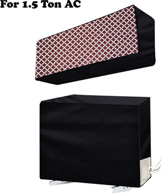 Star Weaves Air Conditioner  Cover(Width: 106 cm, Maroon & White Compatible for LG 1.5 Ton AC (US-Q18JNXE)