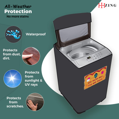 Hizing Top Loading Washing Machine  Cover(Width: 63 cm, Grey, Orange)