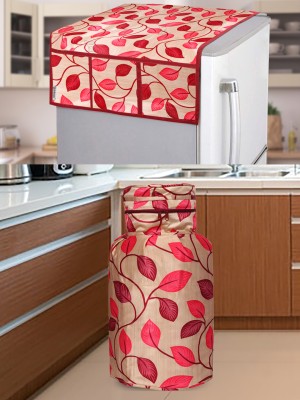 E-Retailer Refrigerator  Cover(Width: 53 cm, Length-99cm) with LPG Gas Cylinder Cover (Red, Set Contains-2Pcs)