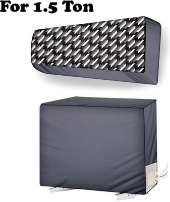 Star Weaves Air Conditioner  Cover(Width: 106 cm, Black & Grey)