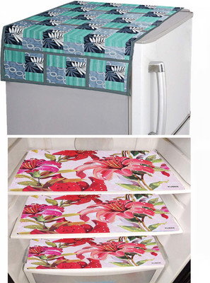 KUBER INDUSTRIES Refrigerator  Cover(Width: 56 cm, Grey & Green)