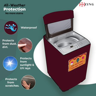 Hizing Top Loading Washing Machine  Cover(Width: 61 cm, Maroon, Orange)