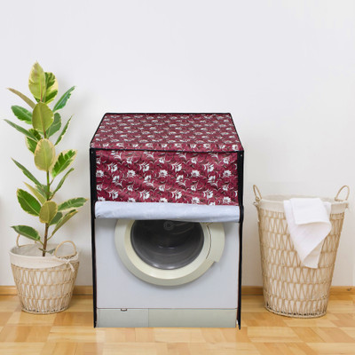 Glassiano Front Loading Washing Machine  Cover(Width: 60.96 cm, Maroon, White)