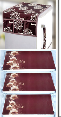 Crosmo Refrigerator  Cover(Width: 18 cm, Brown)