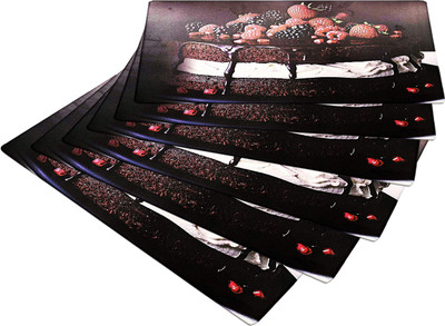 KUBER INDUSTRIES Rectangular Pack of 6 Table Placemat(Black, PVC)