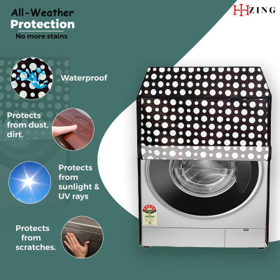 Hizing Front Loading Washing Machine  Cover(Width: 70 cm, Black, White)