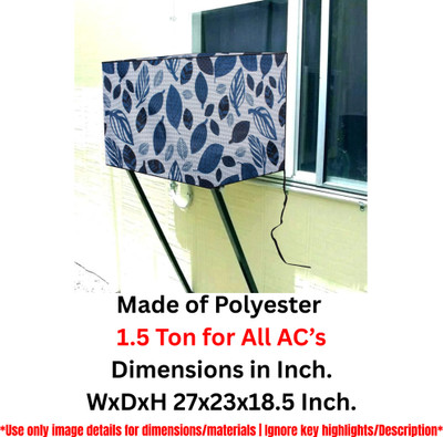 TANMATIC Air Conditioner  Cover(Width: 68 cm, Blue Leaf)