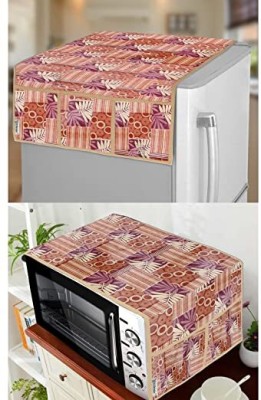 E-Retailer Refrigerator  Cover(Width: 53 cm, Length-99cm) and oven Top Cover With Utility Pockets (Maroon, Pack of-2Pcs)