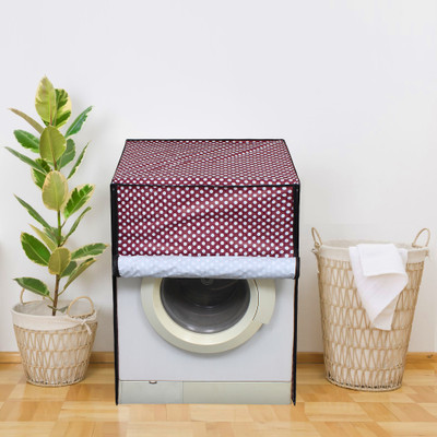 Glassiano Front Loading Washing Machine  Cover(Width: 60.96 cm, White, Maroon)