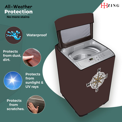 Hizing Top Loading Washing Machine  Cover(Width: 58 cm, Brown, Silver)