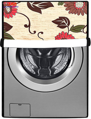 JM Homefurnishings Front Loading Washing Machine  Cover(Width: 61 cm, Red, Brown)