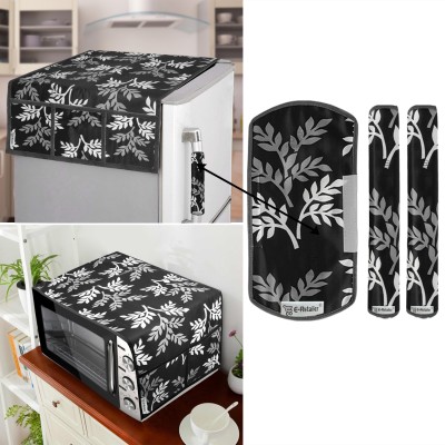 E-Retailer Refrigerator  Cover(Width: 53 cm, Length-99cm) With Handle Cover and Microwave Oven Top Cover (Black, Pack of-5Pcs)