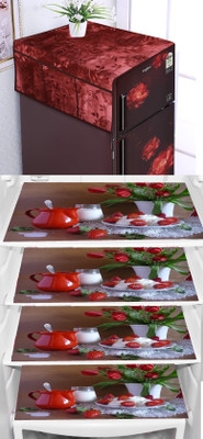 LooMantha Refrigerator  Cover(Width: 55 cm, Red)