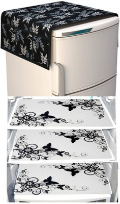 LAPHINO Refrigerator  Cover(Width: 98 cm, BLACK)