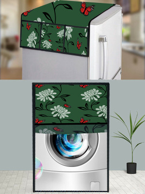 JM Homefurnishings Front Loading Washing Machine  Cover(Width: 67 cm, Green, Red)
