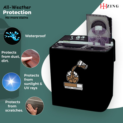 Hizing Semi-Automatic Washing Machine  Cover(Width: 87 cm, Black, Brown)
