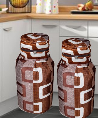 E-Retailer Gas Cylinder  Cover(Width: 36 cm, Height-66cm) With Zip Enclosure, Pack of 2Pc (Geometric Brown)