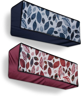 Lala Maneet Air Conditioner  Cover(Width: 114.3 cm, Blue-Maroon Leaf)