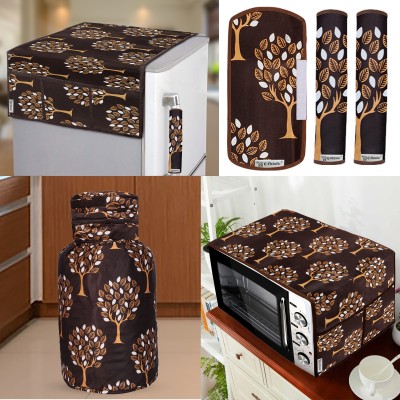 E-Retailer Refrigerator  Cover(Width: 53 cm, ) With Handle Cover, Oven Cover and LPG Gas Cylinder Cover (Brown, Pack of-6Pcs)