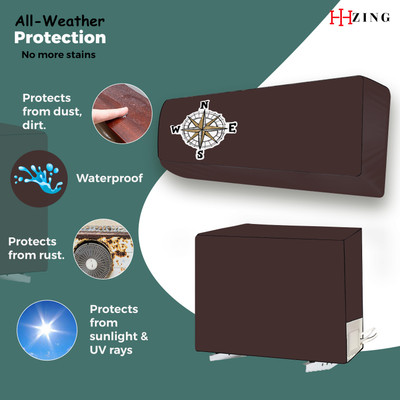 Hizing Air Conditioner  Cover(Width: 112 cm, Brown, Silver)
