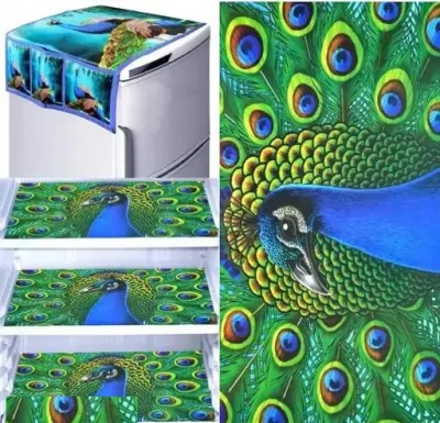 BHOLA PARVATI TRADING Fridge Mat(Width: 39 cm, Peacock Print Fridge Top cover)