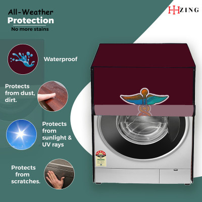 Hizing Front Loading Washing Machine  Cover(Width: 63 cm, Maroon, Blue)