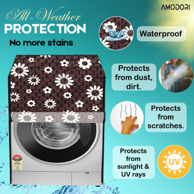 Amodori Front Loading Washing Machine  Cover(Width: 73 cm, Black, White)