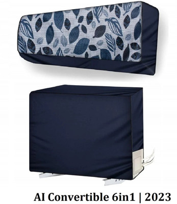 Lala Maneet Air Conditioner  Cover(Width: 111.76 cm, Blue Grey Leaf)