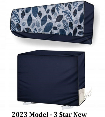 MW PRINTS Air Conditioner  Cover(Width: 111.76 cm, Blue Grey Leaf)