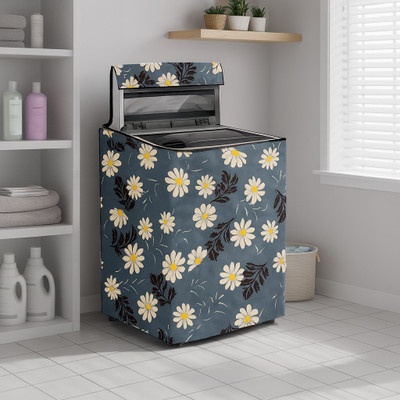 Visutra Top Loading Washing Machine  Cover(Width: 57 cm, Grey with White Floral Print)