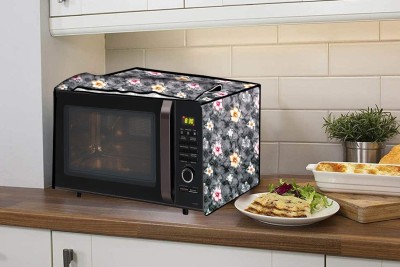 MW PRINTS Microwave Oven  Cover(Width: 54.61 cm, Grey Flower)