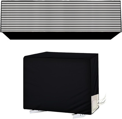 Star Weaves Air Conditioner  Cover(Width: 106 cm, White & Black)