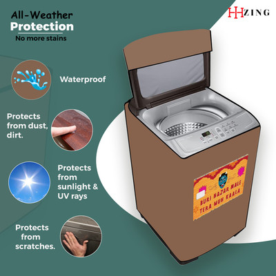 Hizing Top Loading Washing Machine  Cover(Width: 65 cm, Beige, Orange)