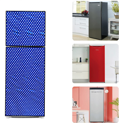 JM Homefurnishings Refrigerator  Cover(Width: 77.5 cm, Blue, White)