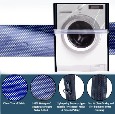 JM Homefurnishings Front Loading Washing Machine  Cover(Width: 65 cm, Blackcurrant, White)
