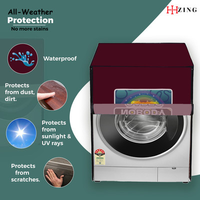 Hizing Front Loading Washing Machine  Cover(Width: 63 cm, Maroon, White)