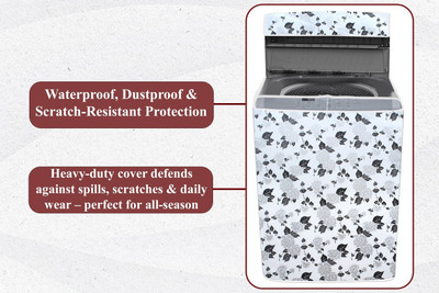 The Furnishing Tree Top Loading Washing Machine  Cover(Width: 57 cm, Top Loading Washing Machine Cover 6.5 KG Floral Pattern Black & white)