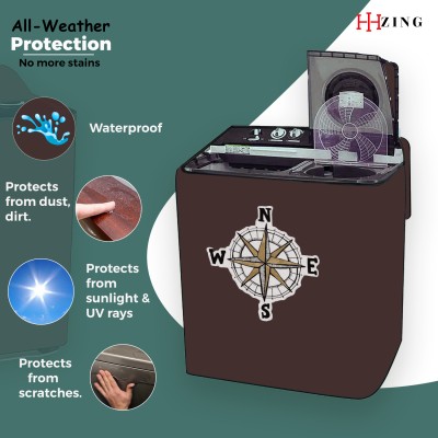 Hizing Semi-Automatic Washing Machine  Cover(Width: 83 cm, Brown, Silver)
