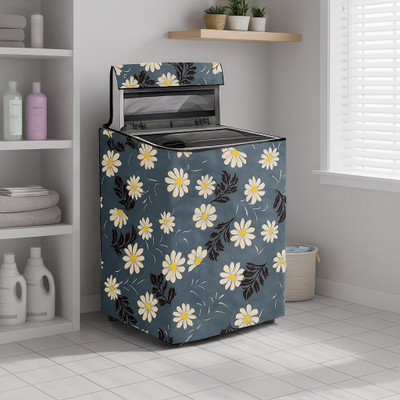 Visutra Top Loading Washing Machine  Cover(Width: 66 cm, Grey with White Floral Print)