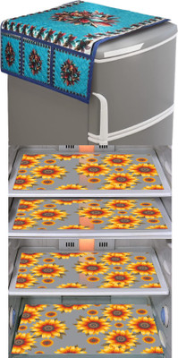 Castle Décor Refrigerator  Cover(Width: 53 cm, Yellow)
