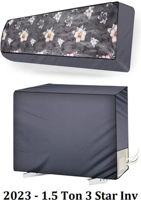 JR Creation Air Conditioner  Cover(Width: 111.76 cm, Grey Flower)