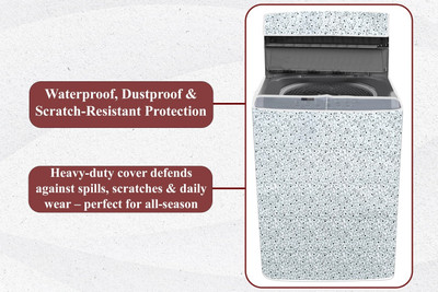 The Furnishing Tree Top Loading Washing Machine  Cover(Width: 61 cm, Top Loading Washing Machine Cover 7 KG Floral Pattern Bright Grey)