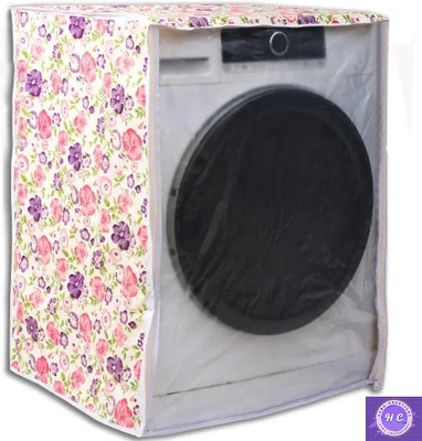 Huma Collections Front Loading Washing Machine  Cover(Width: 63 cm, White, Pink)